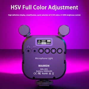 Mamen SML-V03 Çift Mikrofonlu RGB Vlog Işığı - Thumbnail