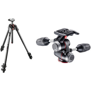 Manfrotto - Manfrotto MT190CXPRO3 3 Kademeli Karbonfiber Tripod MHXPRO-3W 3 Kollu Tripod Kafası