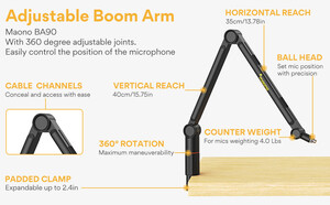 Maono BA90 Boom Arm Mikrofon Standı - Thumbnail