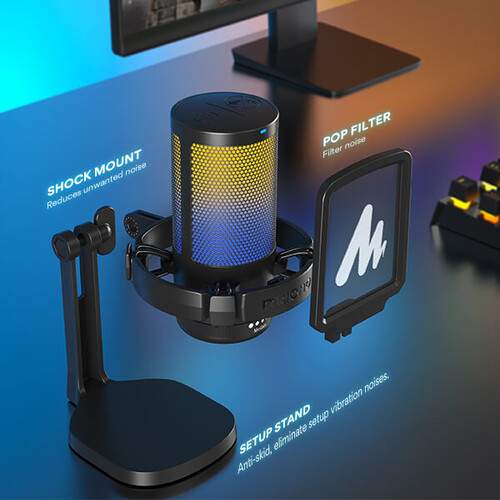 Maono DGM20 GamerWave Condenser USB Gaming RGB Mikrofon (Beyaz)