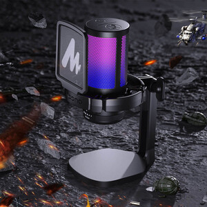 Maono DGM20 GamerWave Condenser USB Gaming RGB Mikrofon (Beyaz) - Thumbnail