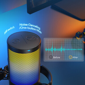 Maono DGM20 GamerWave Condenser USB Gaming RGB Mikrofon (Siyah) - Thumbnail