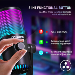 Maono DM30RGB USB Gaming Mikrofon (Beyaz) - Thumbnail