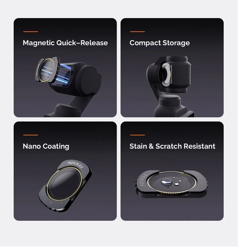 Movmax DJI Pocket 3 İçin ND 16/64/256/CPL Filtre Seti