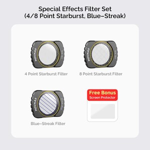 Movmax - Movmax DJI Pocket 3 İçin Özel Efekt Filtre Seti (4/8 Point Starburst, Blue-Streak)
