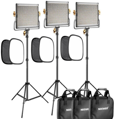 Neewer 480 LED Bi-Color 3&prime;lü Video Işık Seti (JYLED-500S 3'lü set)