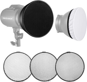 Neewer - NEEWER 7 İnç Reflektör ve 20°/40°/60° Petek Izgara Seti