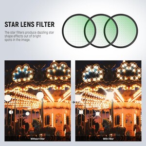 Neewer - NEEWER 82mm 3'lü Yıldız Filtre Kiti (4, 6, 8 Noktalı) (1)
