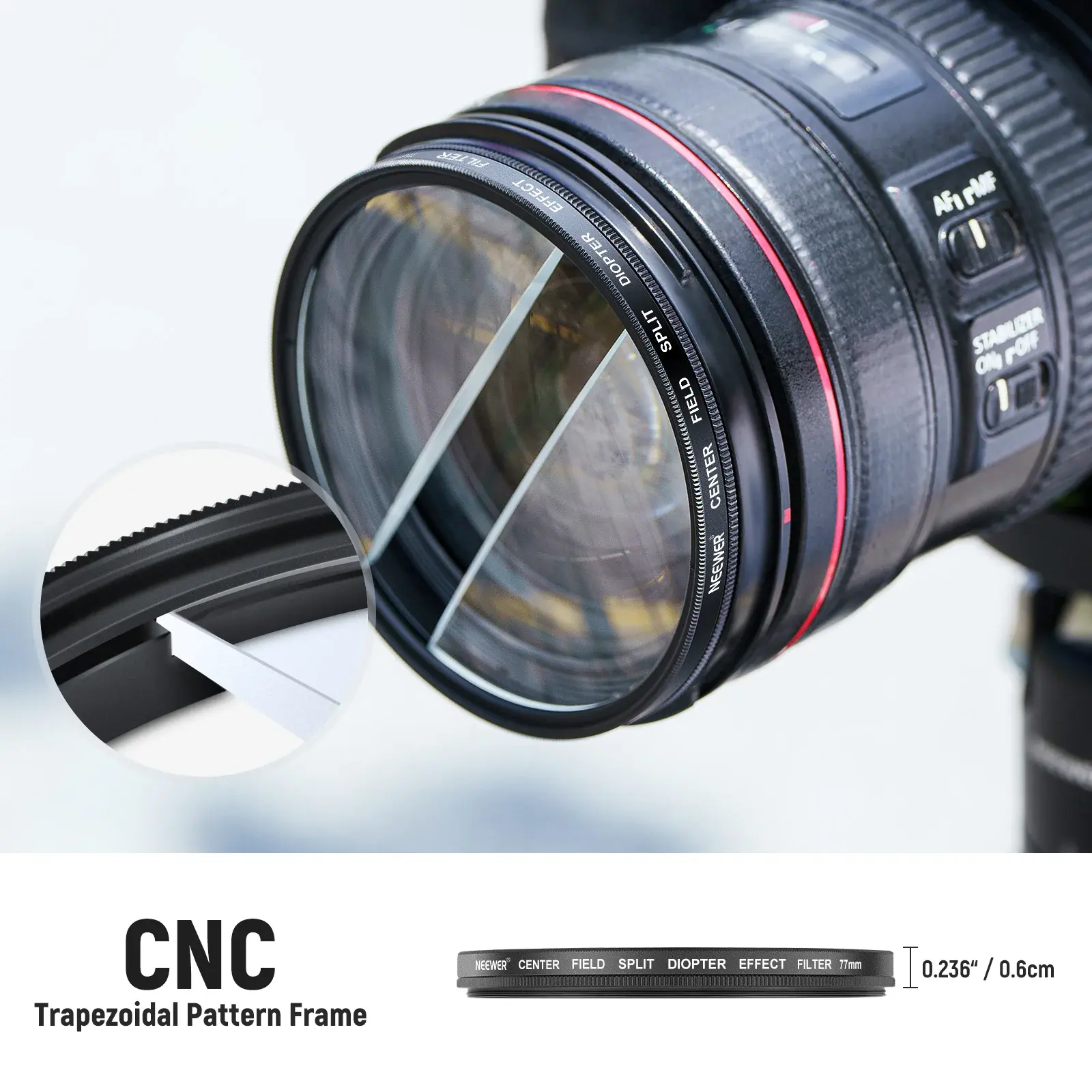 Neewer - Neewer 82mm Center Field Split Diopter Effect Filter Sinematik Özel Efekt Filtresi (1)