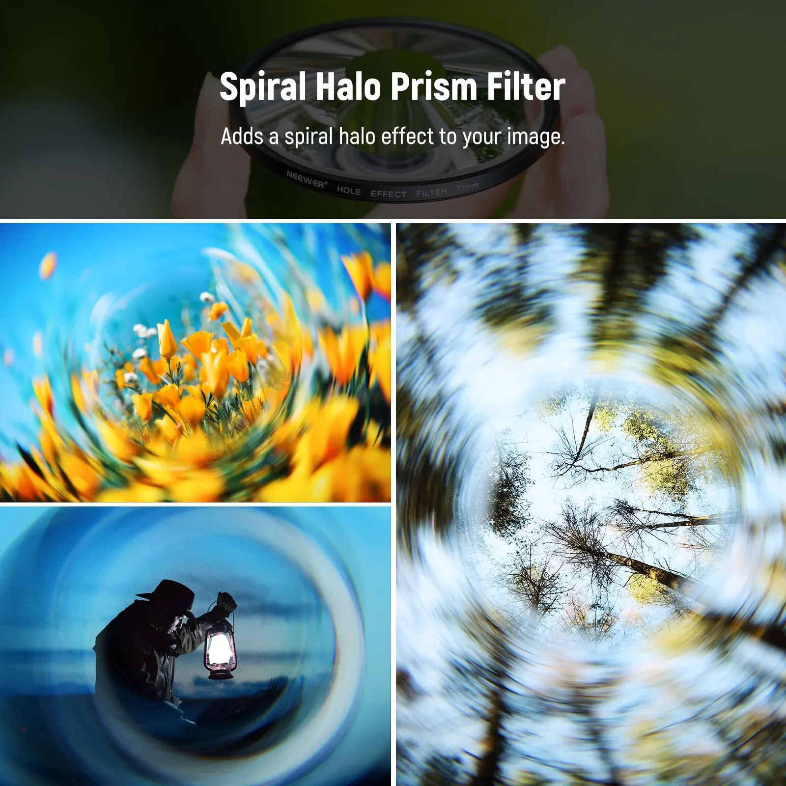 Neewer 82mm Spiral Halo Camera Lens Filter Sinematik Özel Efekt Filtresi - Thumbnail