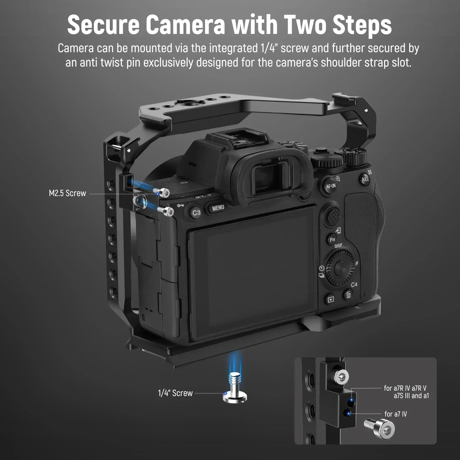 Neewer CA004 Sony A7 IV / A 7R V / A 7S III / A1 Uyumlu Kamera Kafesi - Thumbnail
