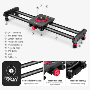 Neewer - NEEWER CS40 Manuel Karbon Slider (40cm) (1)