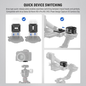 NEEWER GM47 Kamera Quick Release Plate Kiti (Ronin RS & PD Capture Uyumlu, Otomatik Kilit) - Thumbnail