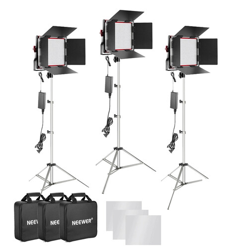 Neewer NL-660 Red Bi-color Dimerli 3360 Lümen Video 3'lü Led Işık Seti