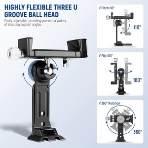 NEEWER PA002 Alüminyum Alaşımlı Döndürülebilir Akıllı Telefon Tripod Adaptörü - Thumbnail
