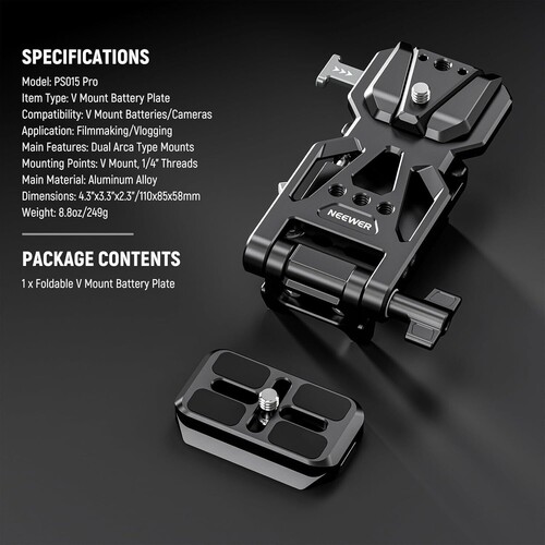 NEEWER PS015 Pro Katlanabilir V-Mount Batarya Plakası