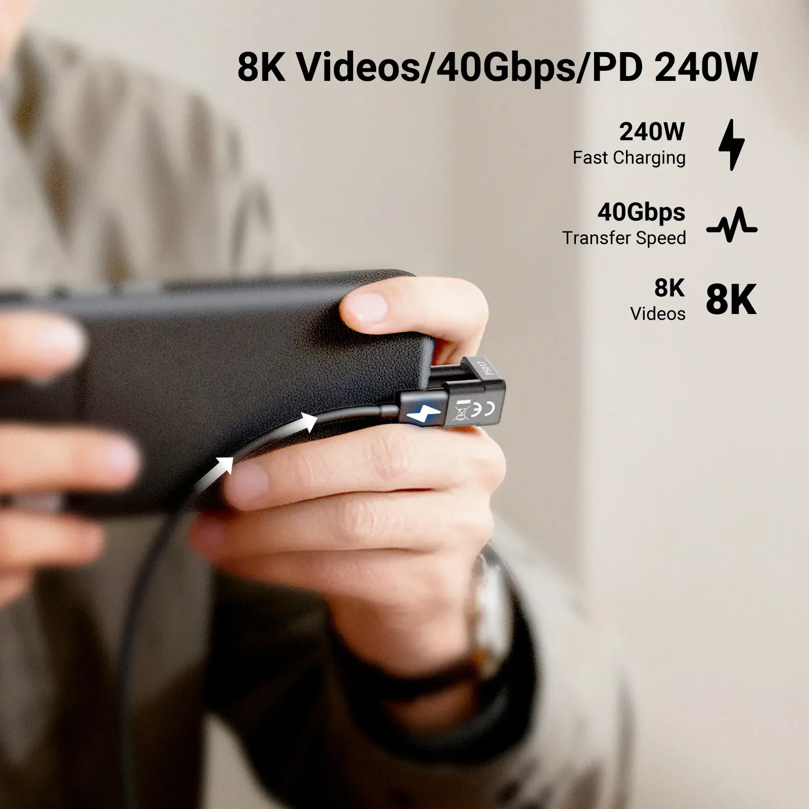Neewer PS017 180° U-Tipi USB-C Adaptör (40Gbps & 240W & 8K) - Thumbnail