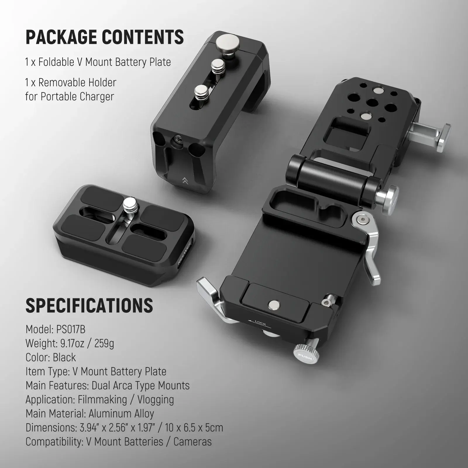 Neewer PS017B Profesyonel V-Mount Batarya Plakası