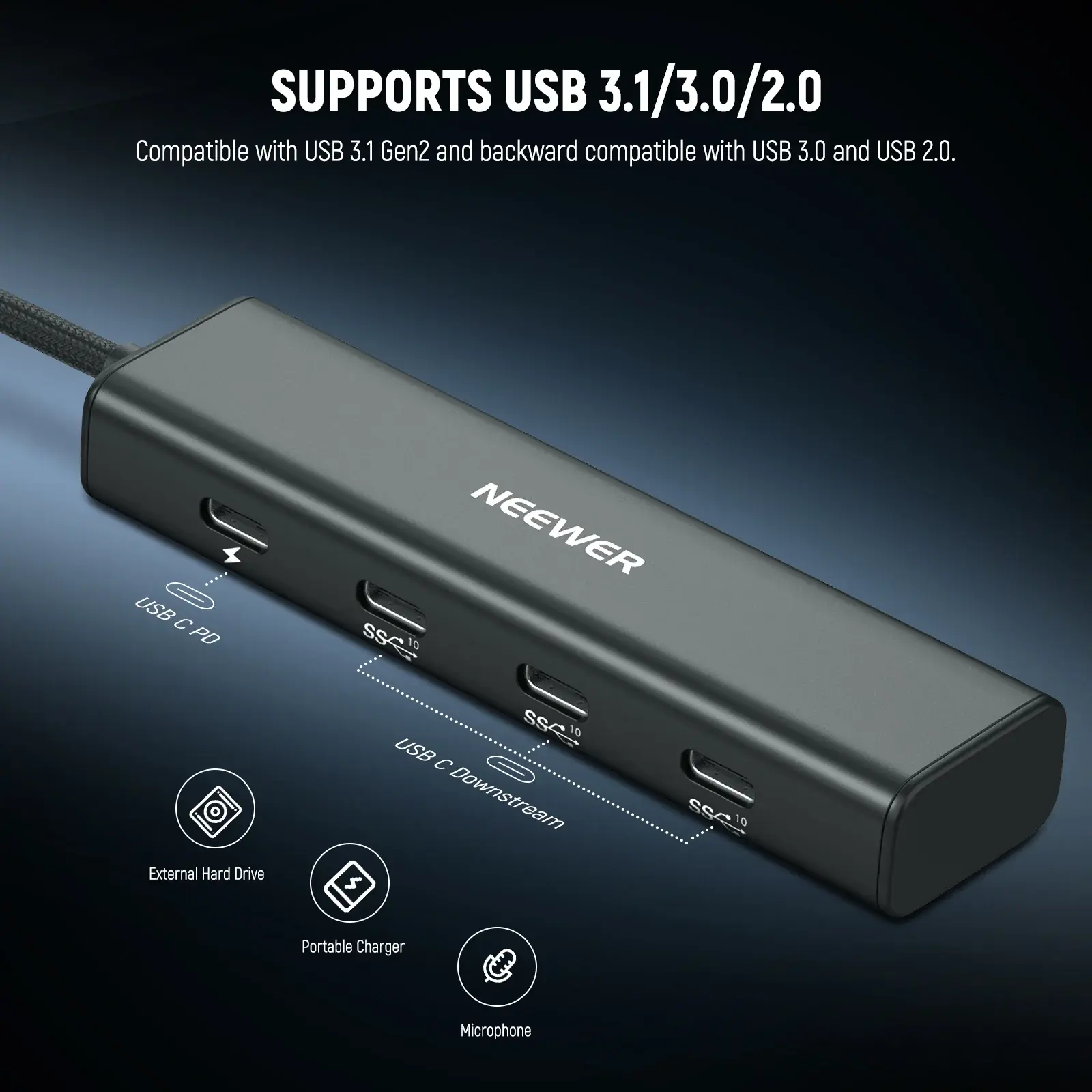 NEEWER PS020E USB-C Hub 4-in-1 10Gbps - Thumbnail