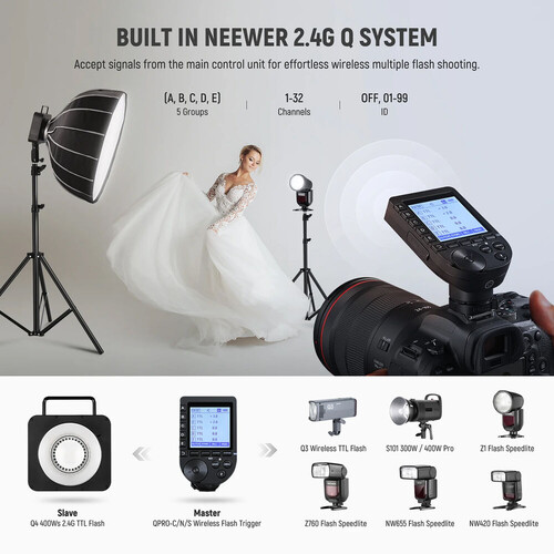 Neewer Q4 400Ws 2.4G TTL Üçlü Paraflaş Seti