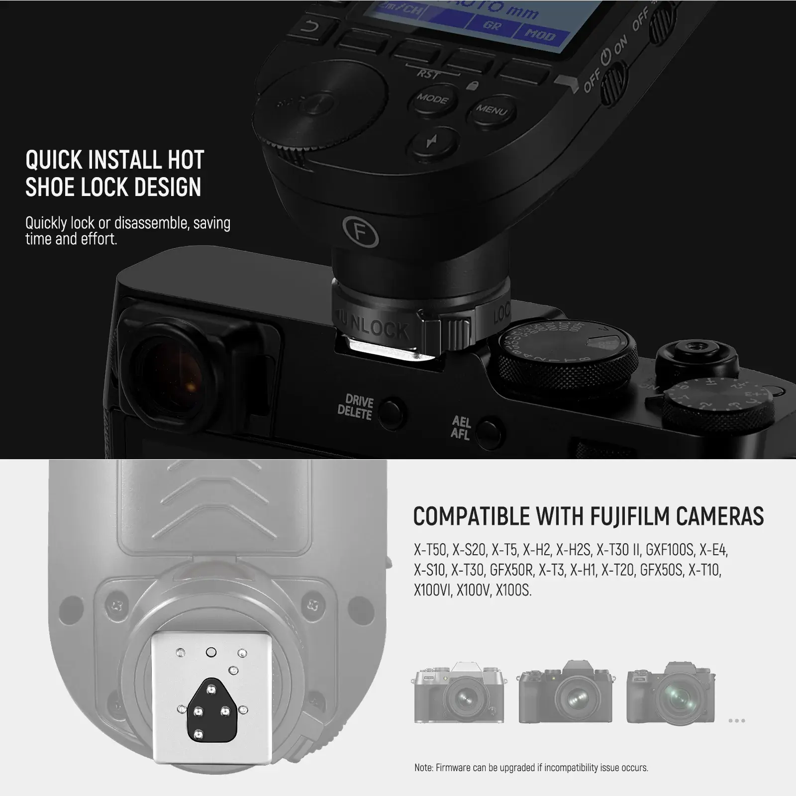 NEEWER QPRO-F Fujifilm Uyumlu TTL Kablosuz Flaş Tetikleyici - Thumbnail
