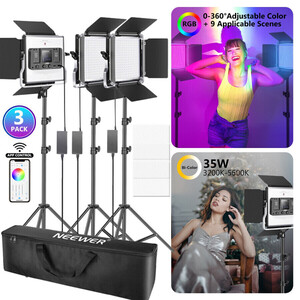 Neewer RGB530 Uygulama Kontrollü 530 LED RGB Video Işığı 3'lü Kit (10096831) - Thumbnail