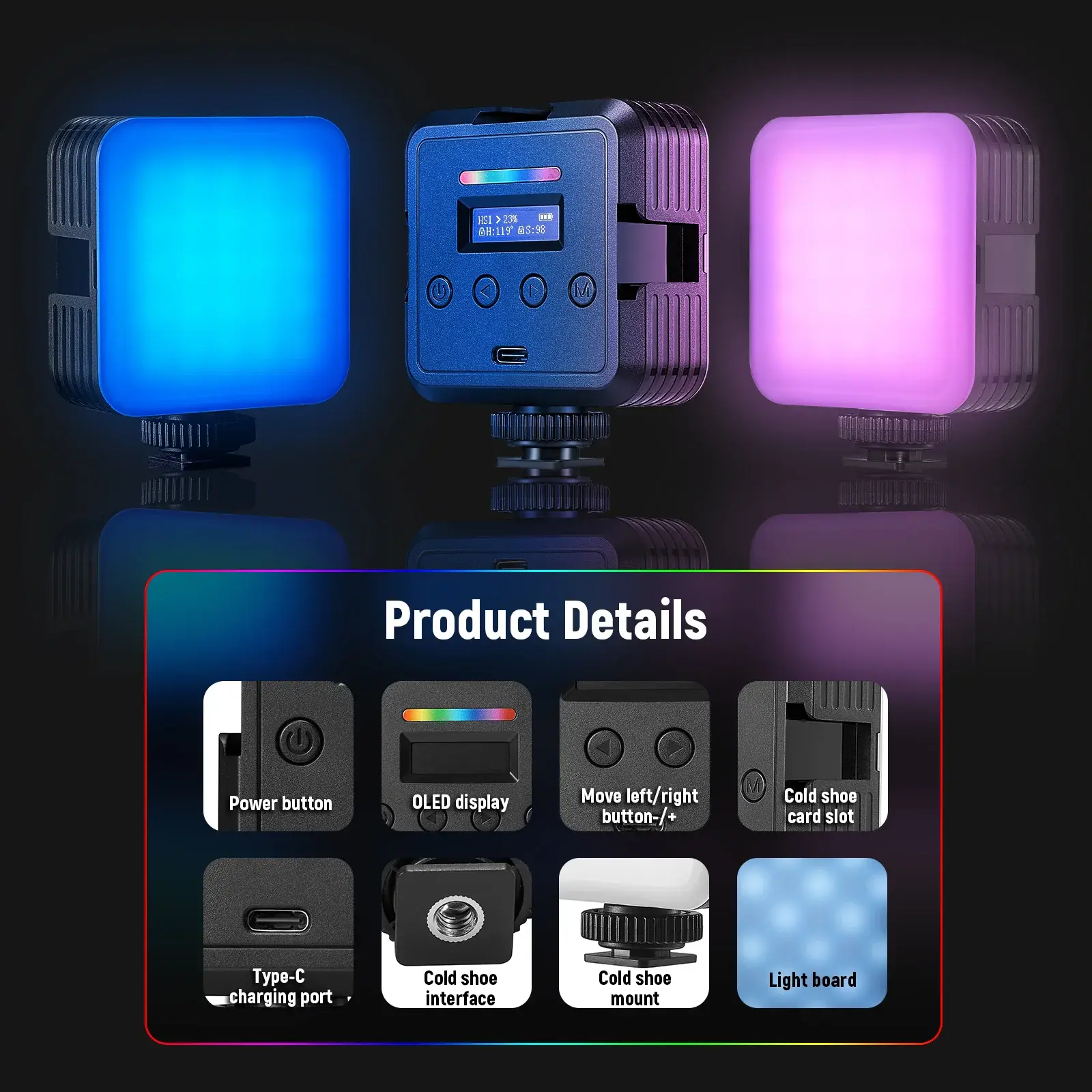 NEEWER RGB61 RGB Mini Mobil Video Işığı - Thumbnail