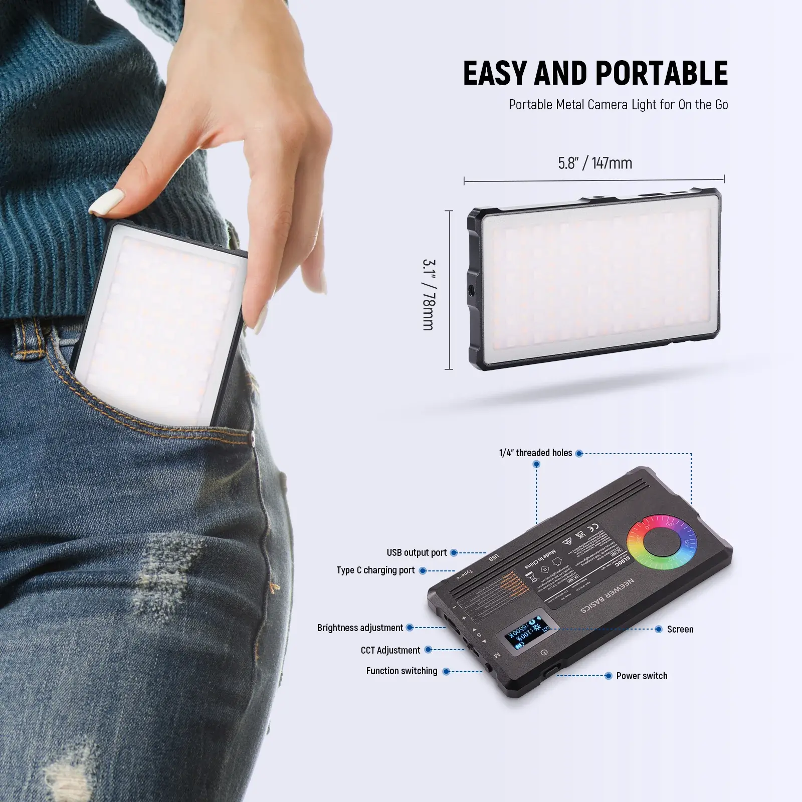 NEEWER SL90C RGB Mini Mobil Video Işığı - Thumbnail