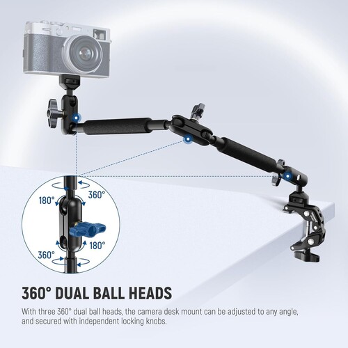 NEEWER UA057 22'' (55 cm) Mafsallı Magic Arm Süper Kelepçe ve Telefon Tutucu Kiti