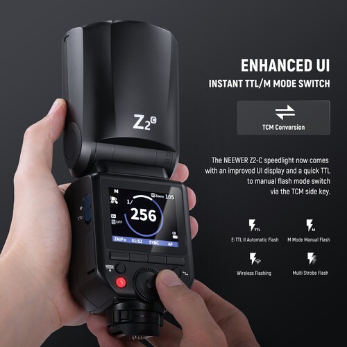 Neewer Z2-C Yuvarlak Başlıklı Bataryalı Tepe Flaşı (Canon)