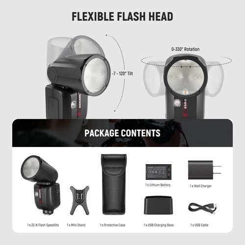 Neewer Z2-N Yuvarlak Başlıklı Bataryalı Tepe Flaşı (Nikon)