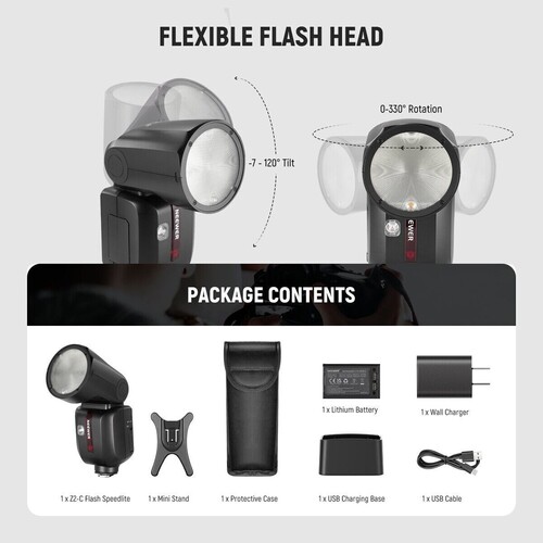 Neewer Z2PRO-F Fujifilm Uyumlu 76W Yuvarlak Kafa Akülü Tepe Flaşı
