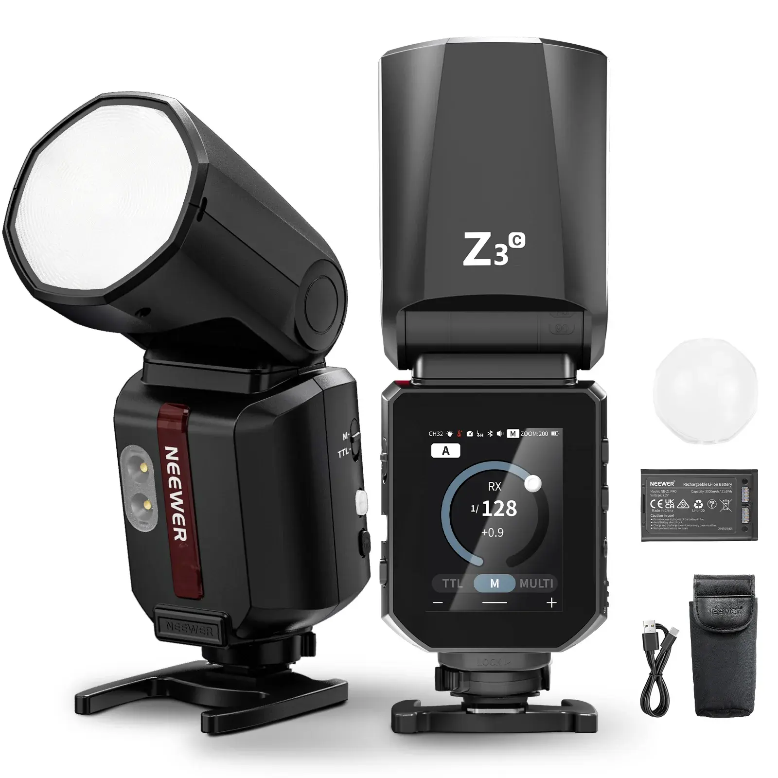 Neewer - Neewer Z3R-C Canon Uyumlu 100W Yuvarlak Kafa Akülü Tepe Flaşı