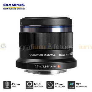 Olympus 45mm f/1.8 MSC Prime Lens Siyah - Thumbnail