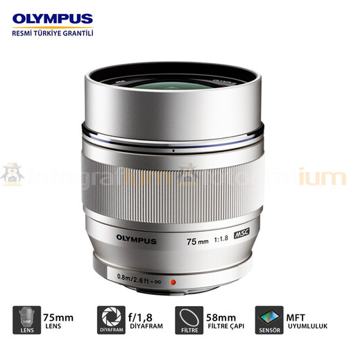 Olympus 75mm f/1.8 MFT Lens (Gümüş)