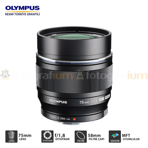 Olympus 75mm f/1.8 MFT Lens (Siyah)