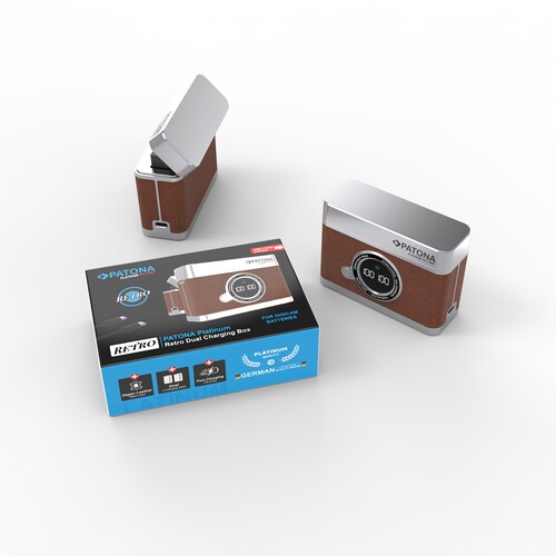 Patona 4158 Platinum Retro Dual USB-C Çiftli Şarj ve Saklama Kutusu Fuji NP-W126 ve NP-W126S