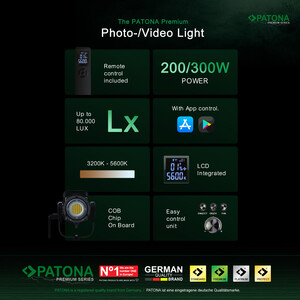 Patona 4281 Premium COB-200 Bi-Color Fotoğraf/Video Işığı - Thumbnail