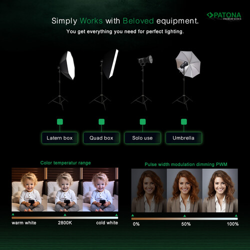 Patona 4282 Premium COB-300 Bi-Color Fotoğraf/Video Işığı