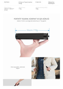 Pgytech El Grip ve Uzatma Tripod (P-GM-105) - Thumbnail