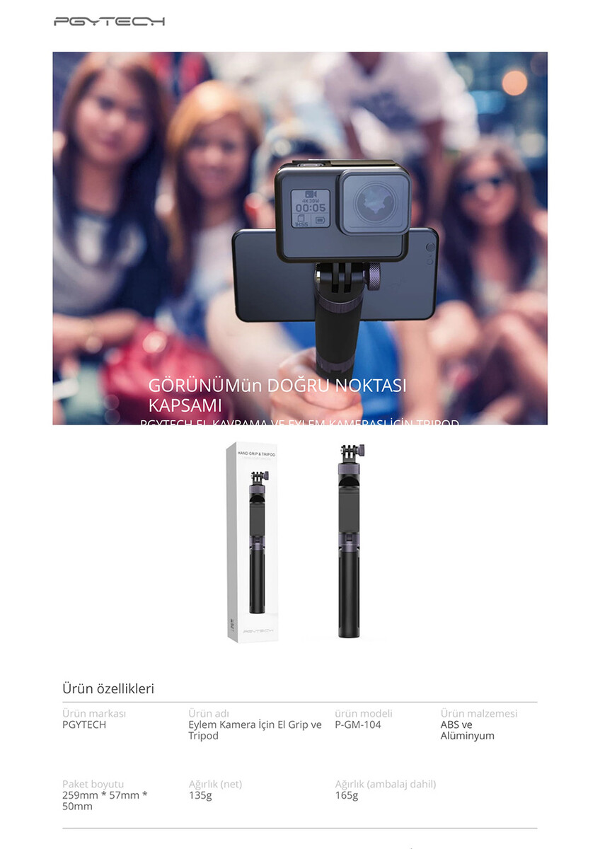 Pgytech Hand Grip & Tripod for Osmo Pocekt and Action Camera