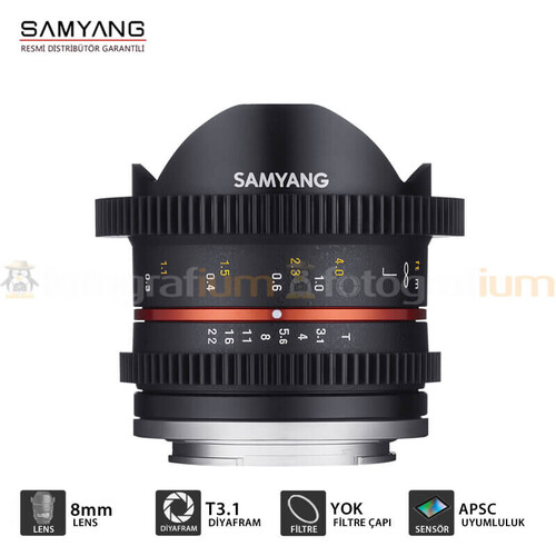 Samyang 8mm T3.1 VDSLR UMC Fisheye II Lens