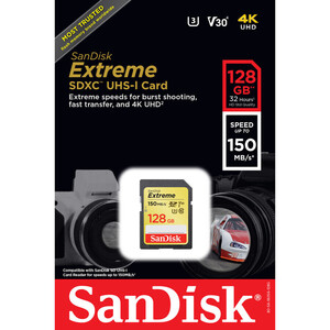 Sandisk 128GB 150MB/s Extreme SDXC V30 UHS-I U3 Hafıza Kartı SDSDXV5-128G-GNCIN - Thumbnail