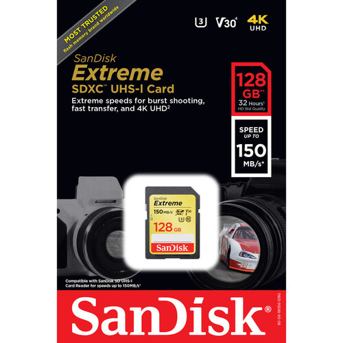 Sandisk 128GB 150MB/s Extreme SDXC V30 UHS-I U3 Hafıza Kartı SDSDXV5-128G-GNCIN