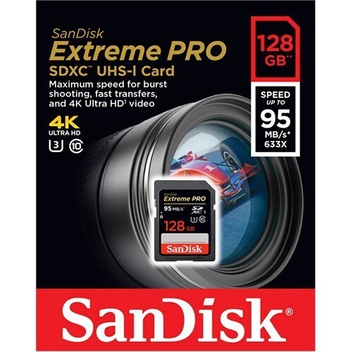 Sandisk 128GB 95MB/s Extreme Pro Class 10 UHS-I Hafıza Kartı