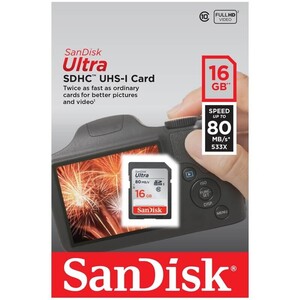 Sandisk 16GB 80mb/sn Ultra SDHC Hafıza Kartı - Thumbnail