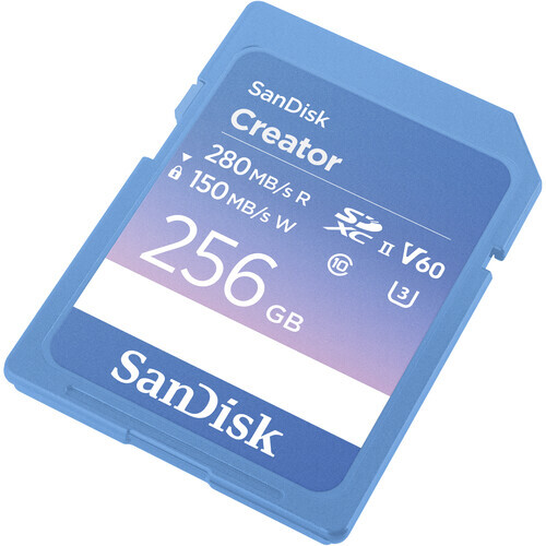 SanDisk 256GB 280MB/s Creator Series V60 UHS-II SDXC Hafıza Kartı