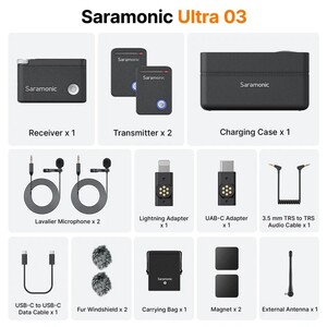 Saramonic - Saramonic Ultra 03 2 Kişilik Kablosuz Lavalier Yaka Mikrofonu