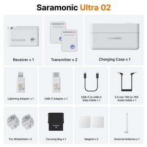 Saramonic - Saramonic Ultra 2 Kişilik Kablosuz Yaka Mikrofonu (Beyaz)