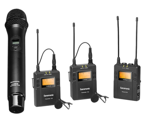 Saramonic UwMic9 (RX9 TX9 TX9 HU9) 1 Alıcı 2 Yaka 1 El Kablosuz Mikrofon Seti